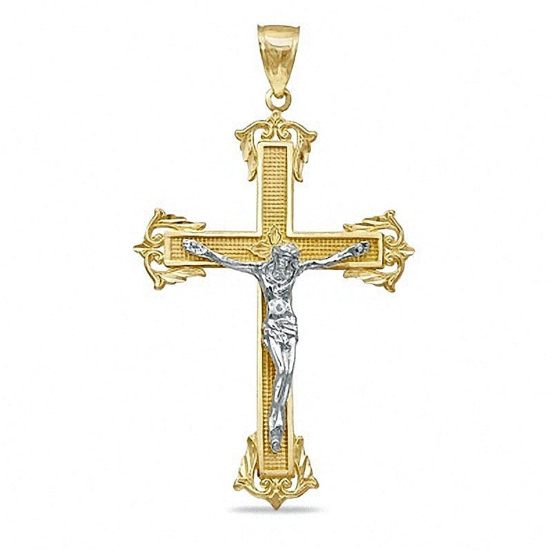 Large Crucifix Charm in 10K Two-Tone Gold