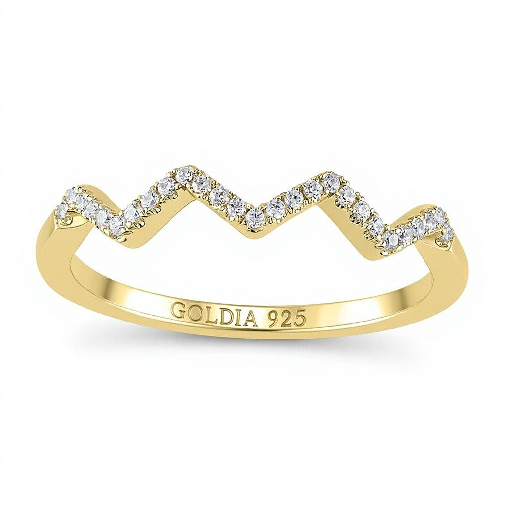 0.07 CT. TW Diamond Zig-Zag Ring in Sterling Silver and 14K Gold Plate