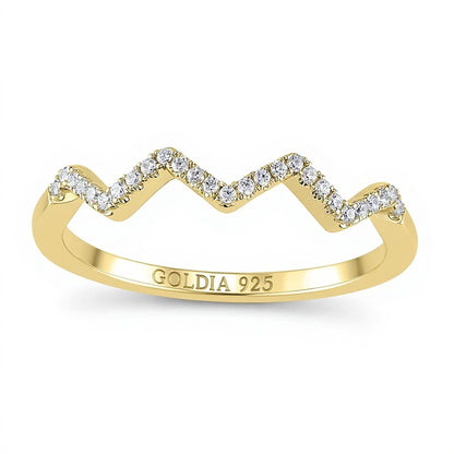 0.07 CT. TW Diamond Zig-Zag Ring in Sterling Silver and 14K Gold Plate