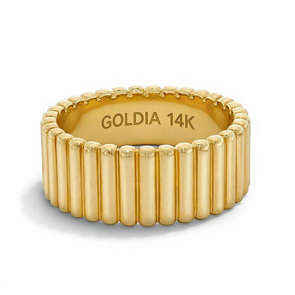 Ribbed Fashion Band in Solid 14K Gold