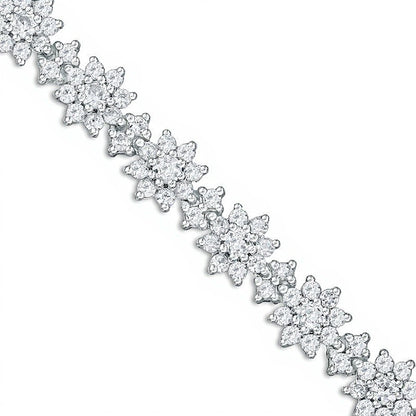 Lab-Created White Sapphire Flower Bracelet in Sterling Silver - 7.5"