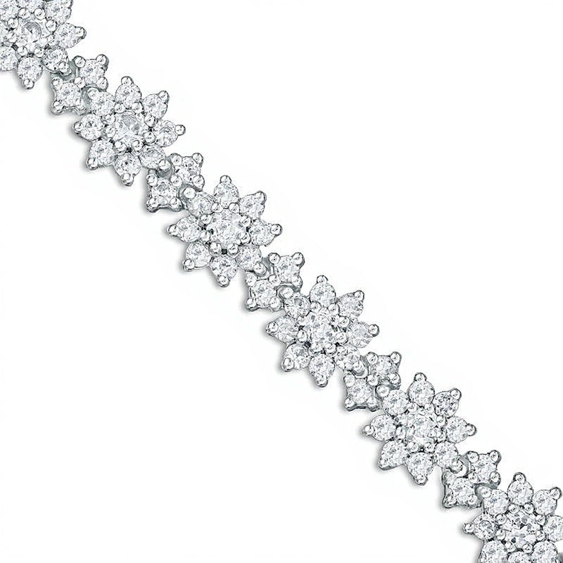 Lab-Created White Sapphire Flower Bracelet in Sterling Silver - 7.5"