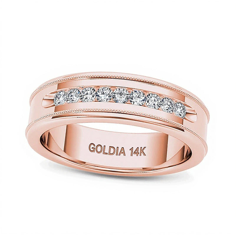 0.33 CT. TW Diamond Channel Milgrain Wedding Band in 14K Rose Gold