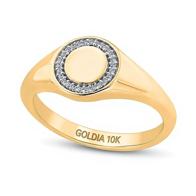Diamond Accent Signet Ring in 10K Gold