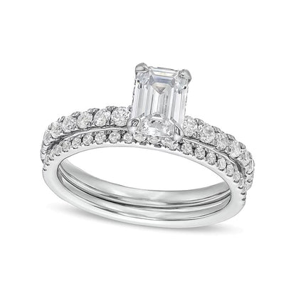 1.75 CT. TW Emerald Lab-Grown Diamond Bridal Set in 14K White Gold (F/SI2)
