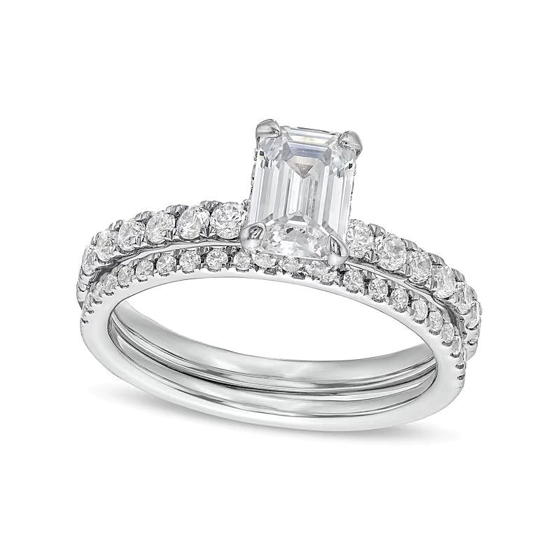 1.75 CT. TW Emerald Lab-Grown Diamond Bridal Set in 14K White Gold (F/SI2)