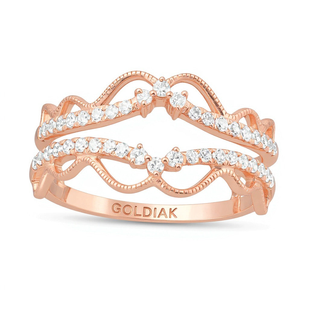 0.33 CT. TW Diamond Double Crown Vintage-Style Solitaire Enhancer in 10K Rose Gold