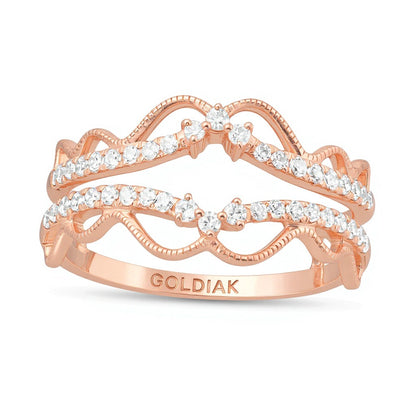 0.33 CT. TW Diamond Double Crown Vintage-Style Solitaire Enhancer in 10K Rose Gold