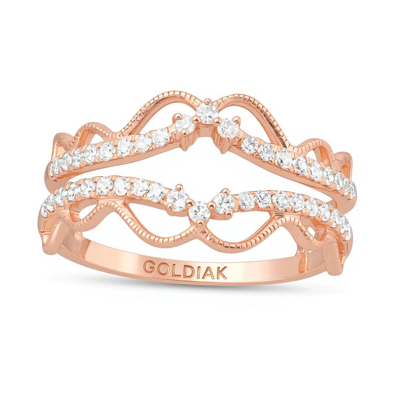 0.33 CT. TW Diamond Double Crown Vintage-Style Solitaire Enhancer in 10K Rose Gold