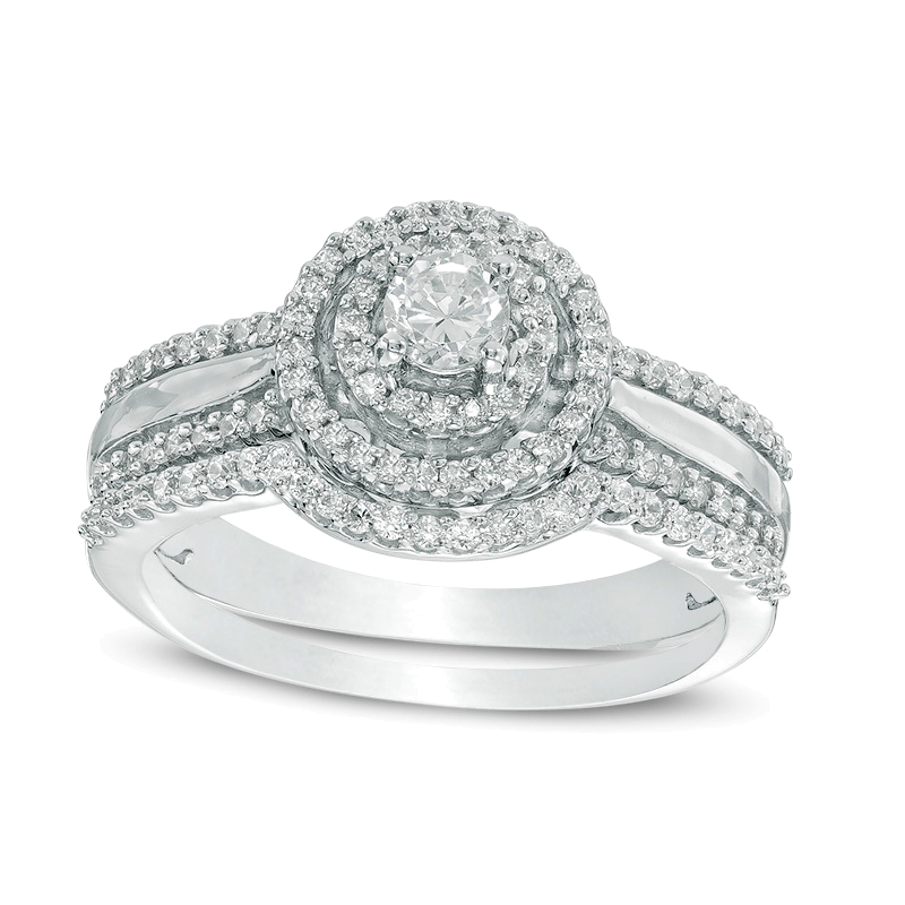 0.5 CT. TW Diamond Double Frame Bridal Set in 10K White Gold