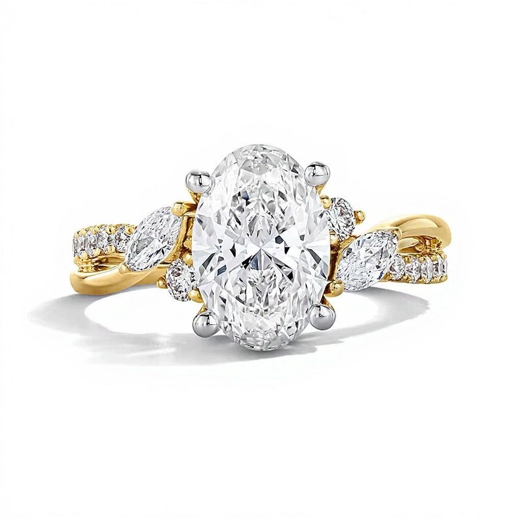 2.38 CT. TW Oval Lab-Grown Diamond Split Shank Engagement Ring in 14K Gold (F/VS2)