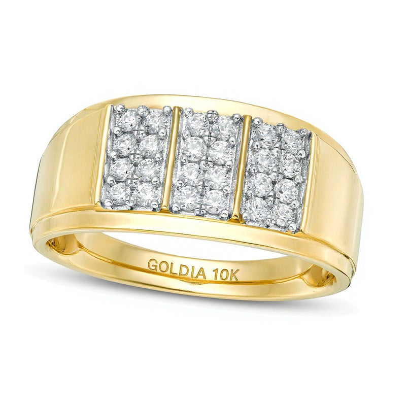 0.5 CT. TW Composite Diamond Linear Triple Row Ring in 10K Gold
