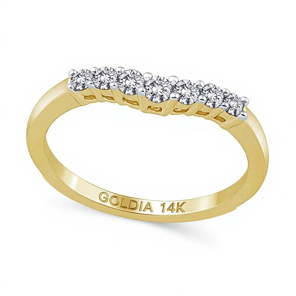 0.25 CT. TW Diamond Seven Stone Contour Wedding Band in 14K Gold