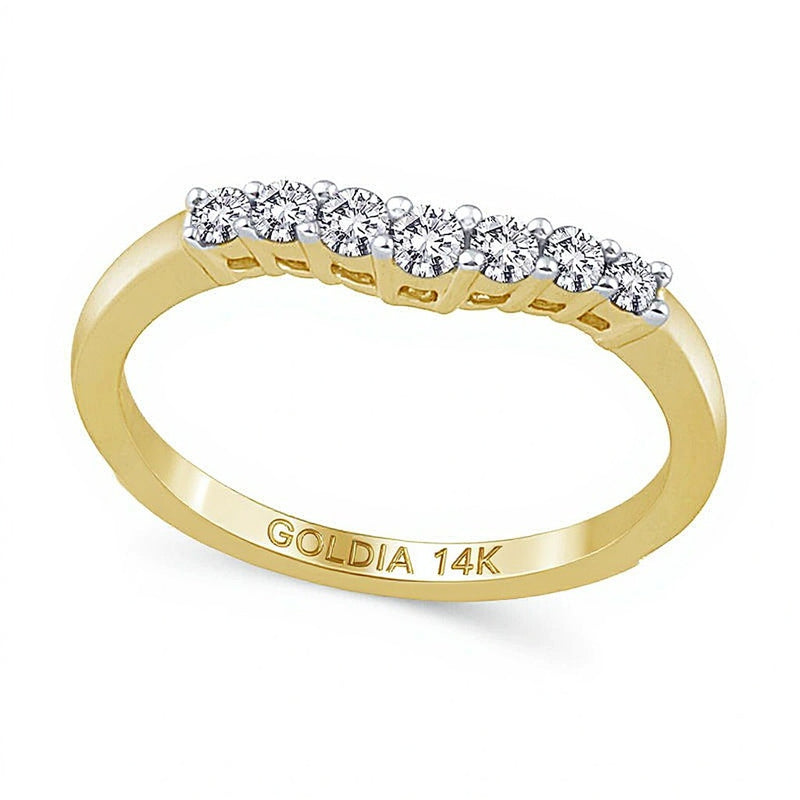 0.25 CT. TW Diamond Seven Stone Contour Wedding Band in 14K Gold