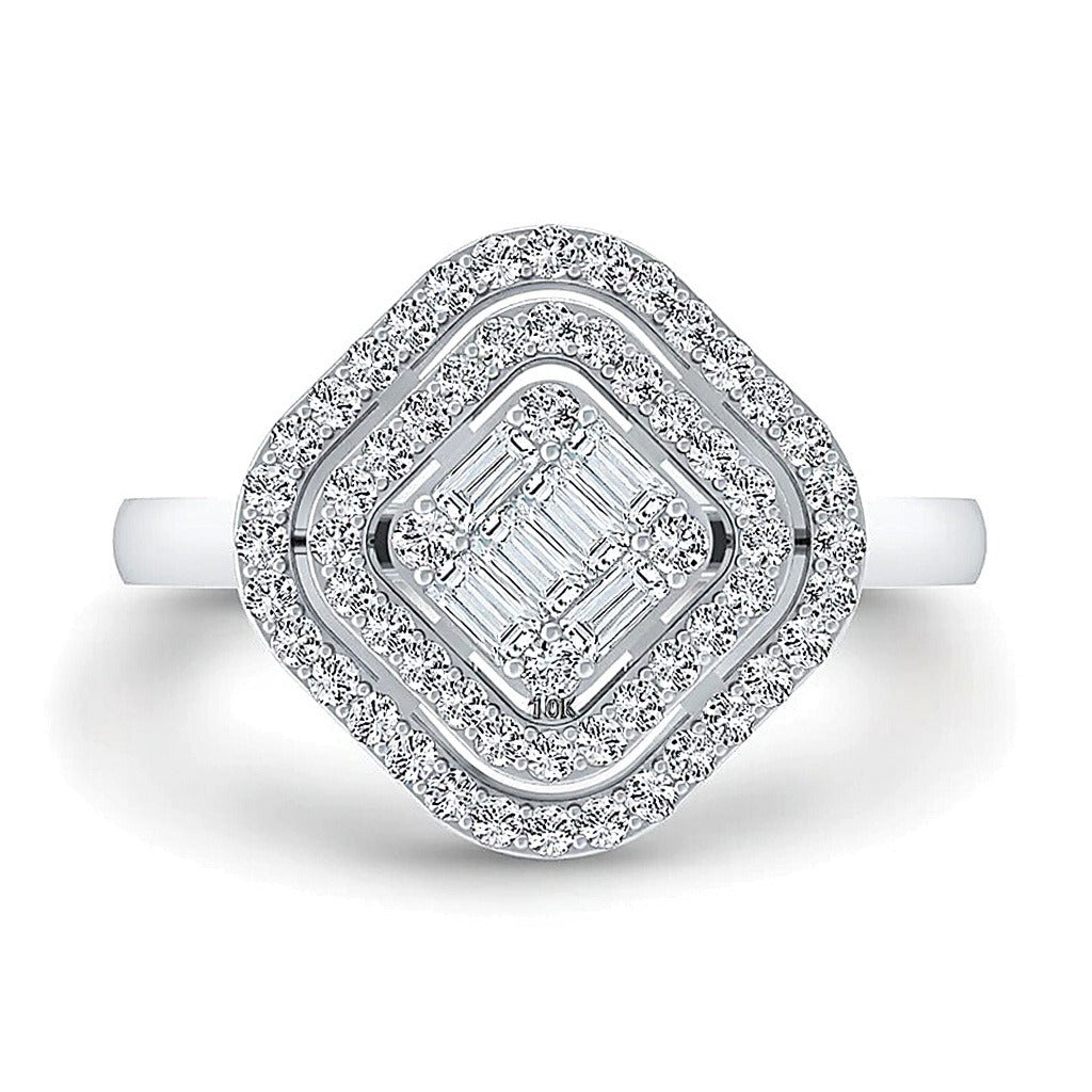 0.33 CT. TW Princess Multi-Diamond Maze Outline Ring in 10K White Gold