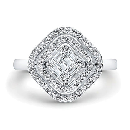 0.33 CT. TW Princess Multi-Diamond Maze Outline Ring in 10K White Gold