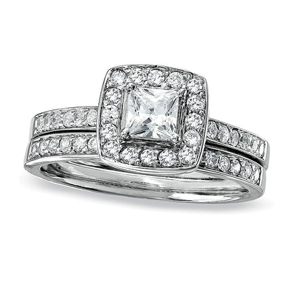0.75 CT. TW Princess-Cut Diamond Framed Bridal Set in 14K White Gold