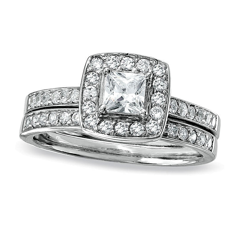 0.75 CT. TW Princess-Cut Diamond Framed Bridal Set in 14K White Gold