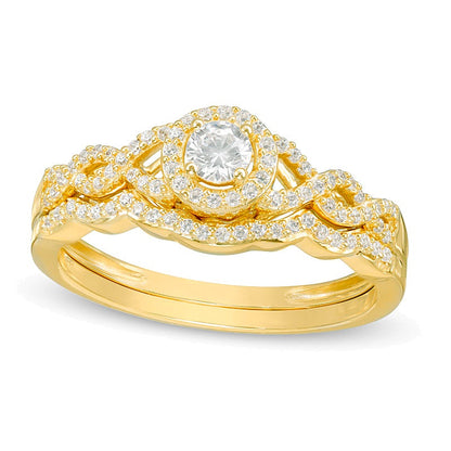 0.38 CT. TW Diamond Frame Twist Bridal Set in 10K Gold