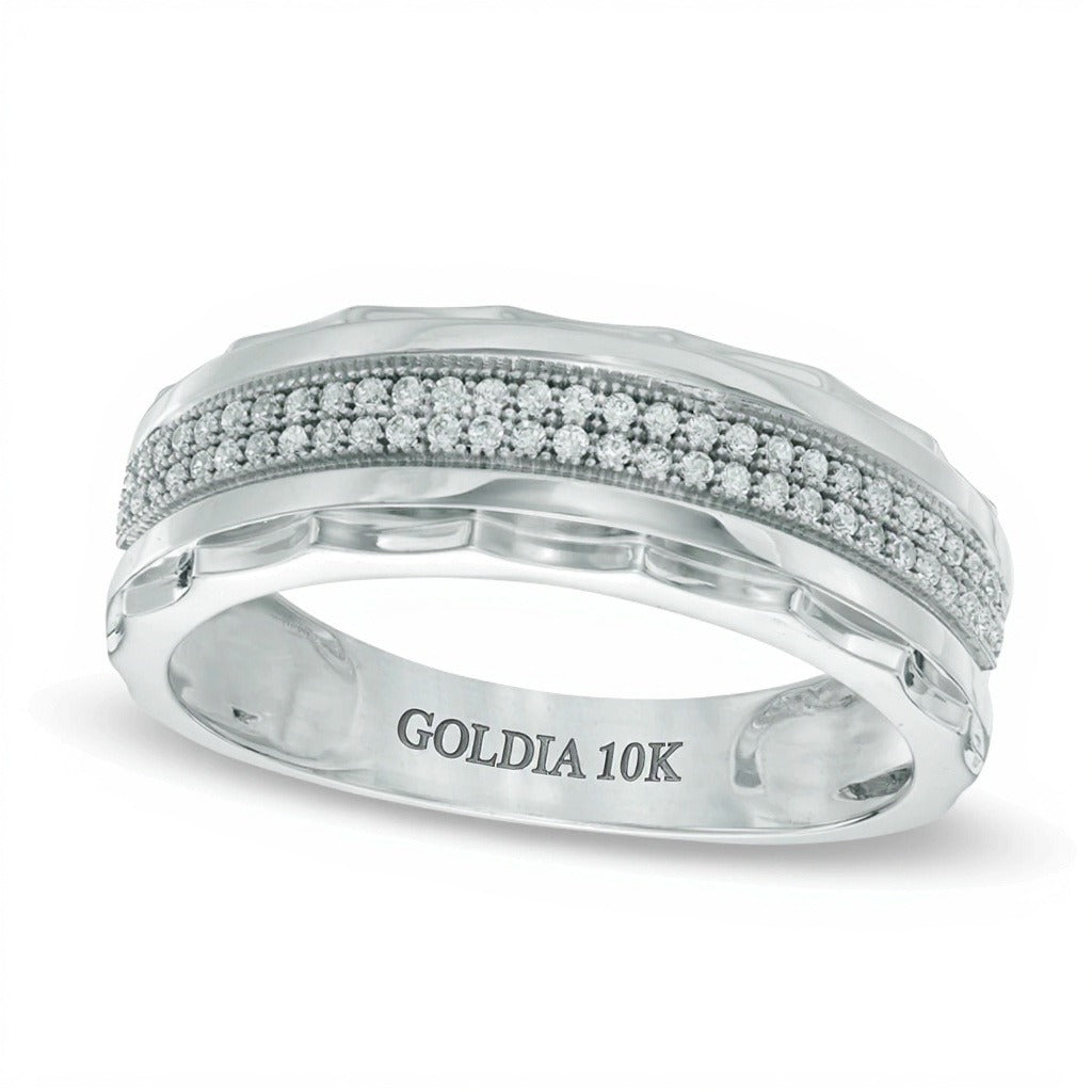 0.2 CT. TW Diamond Double Row Wedding Band in 10K White Gold