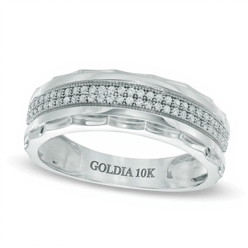 0.2 CT. TW Diamond Double Row Wedding Band in 10K White Gold