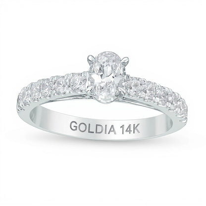 1.0 CT. TW Oval Diamond Engagement Ring in 14K White Gold (I/I2)