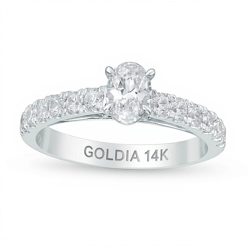 1.0 CT. TW Oval Diamond Engagement Ring in 14K White Gold (I/I2)