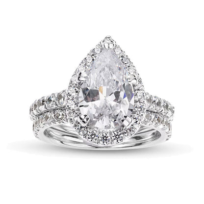 4.5 CT. TW Pear-Shaped Lab-Grown Diamond Frame Bridal Set in 14K White Gold (I/SI2)