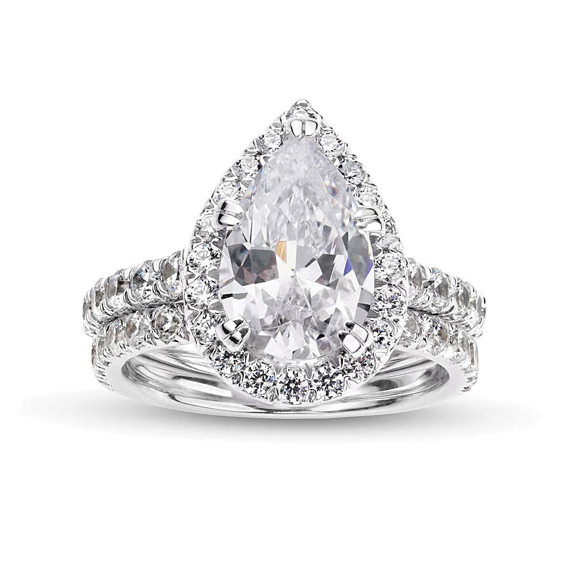 4.5 CT. TW Pear-Shaped Lab-Grown Diamond Frame Bridal Set in 14K White Gold (I/SI2)