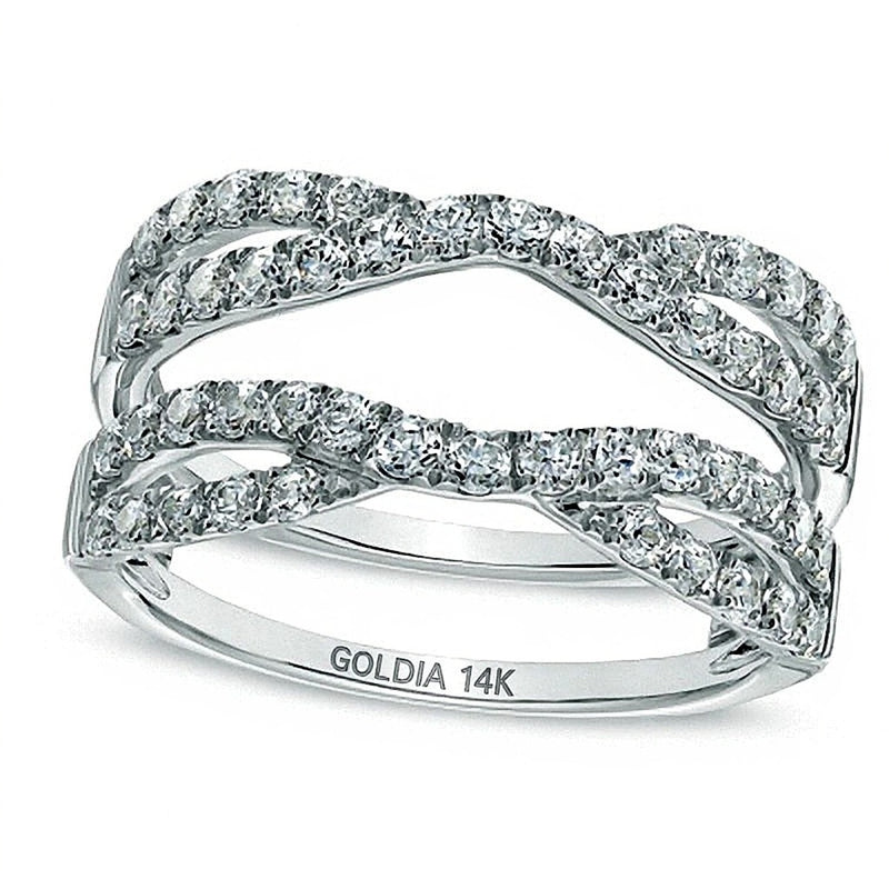 1.0 CT. TW Diamond Twist Split Shank Solitaire Enhancer in 14K White Gold