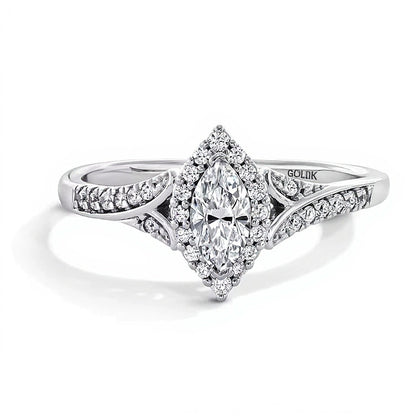 0.38 CT. TW Marquise-Cut Lab-Grown Diamond Frame Split Shank Promise Ring in 10K White Gold (F/SI2)