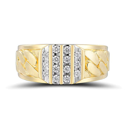 0.33 CT. TW Diamond Multi-Row Column Comfort-Fit Ring in 10K Gold