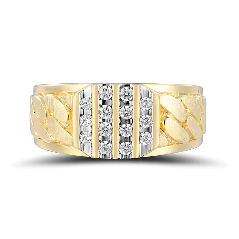 0.33 CT. TW Diamond Multi-Row Column Comfort-Fit Ring in 10K Gold
