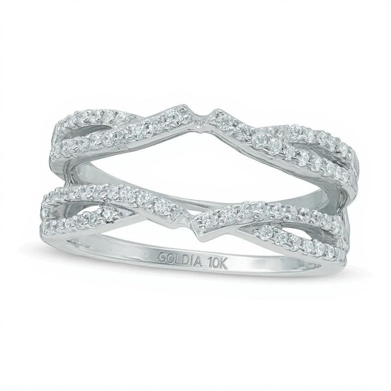 0.33 CT. TW Diamond Crossover Solitaire Enhancer in 10K White Gold