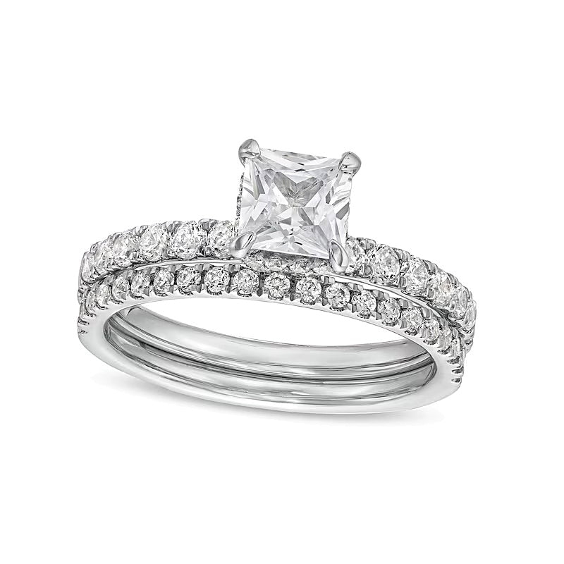 1.75 CT. TW Princess Lab-Grown Diamond Bridal Set in 14K White Gold (F/SI2)