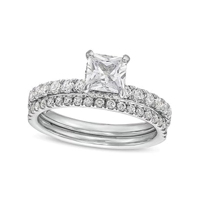 1.75 CT. TW Princess Lab-Grown Diamond Bridal Set in 14K White Gold (F/SI2)