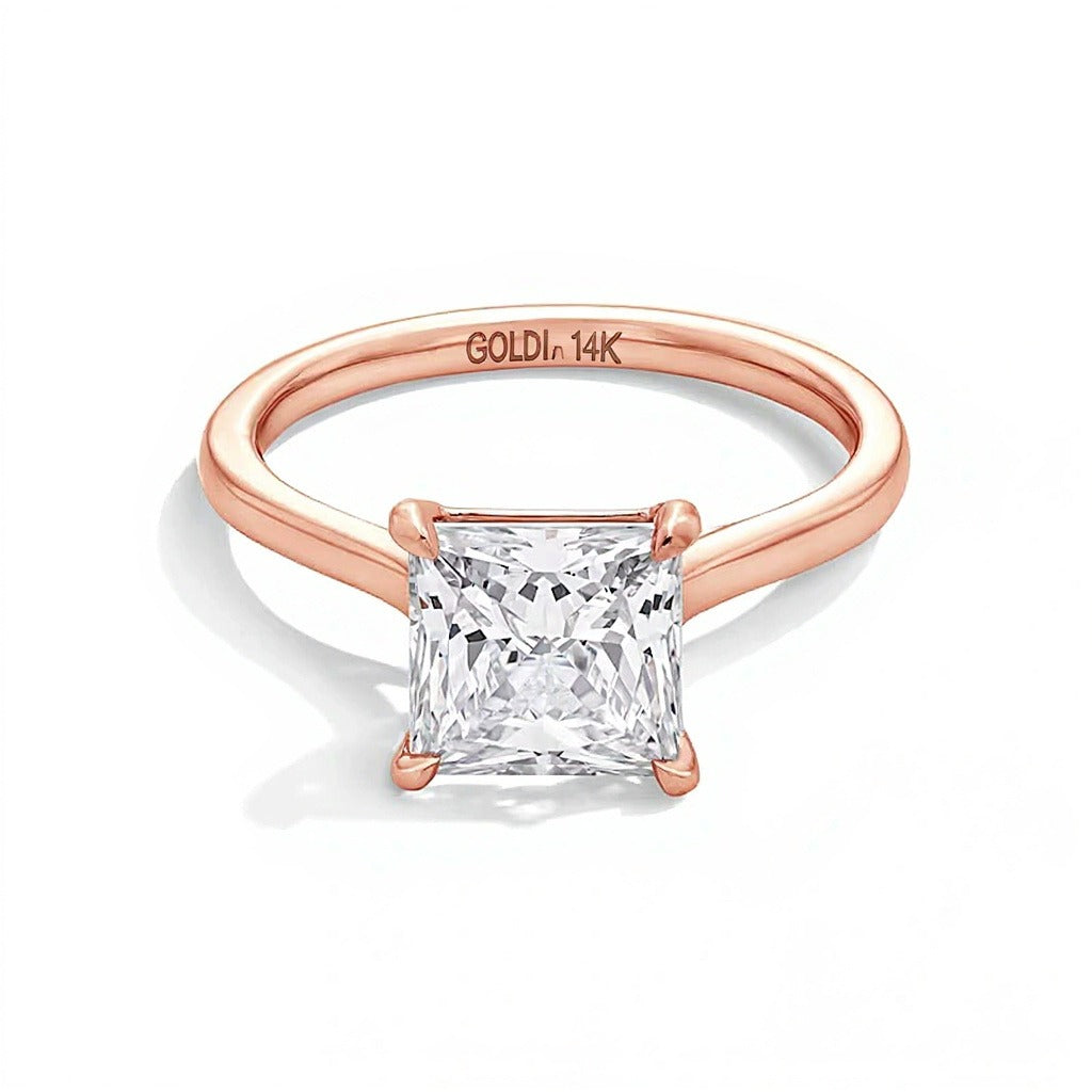 3.0 CT. Princess-Cut Lab-Grown Diamond Solitaire Engagement Ring in 14K Rose Gold (F/VS2)