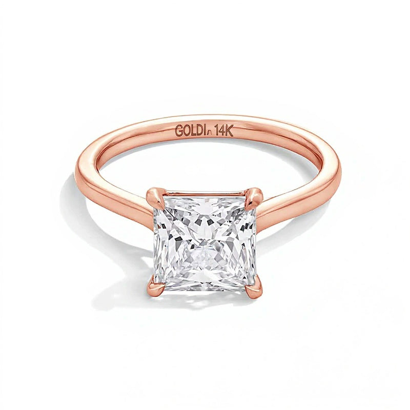 3.0 CT. Princess-Cut Lab-Grown Diamond Solitaire Engagement Ring in 14K Rose Gold (F/VS2)