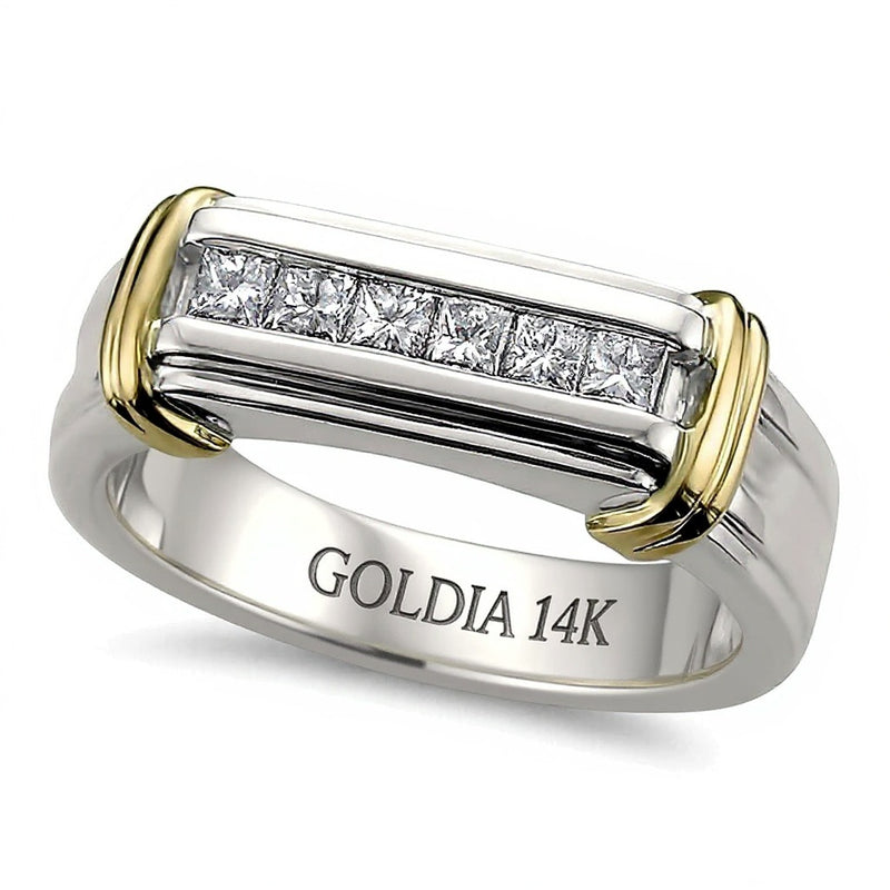 0.5 CT. TW Diamond Collar Ring in 14K Two-Tone Gold