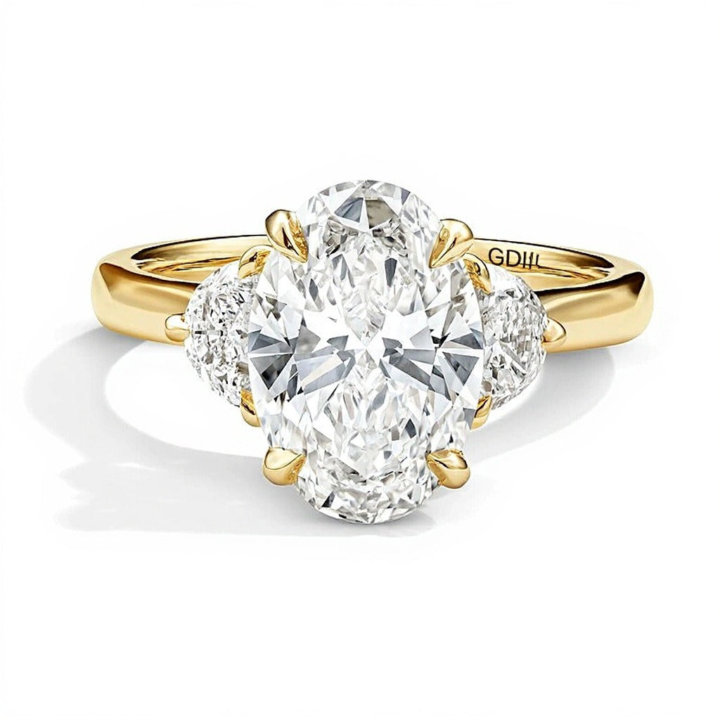 3.63 CT. TW Oval Lab-Grown Diamond Three-Stone Engagement Ring in 14K Gold (F/VS2)
