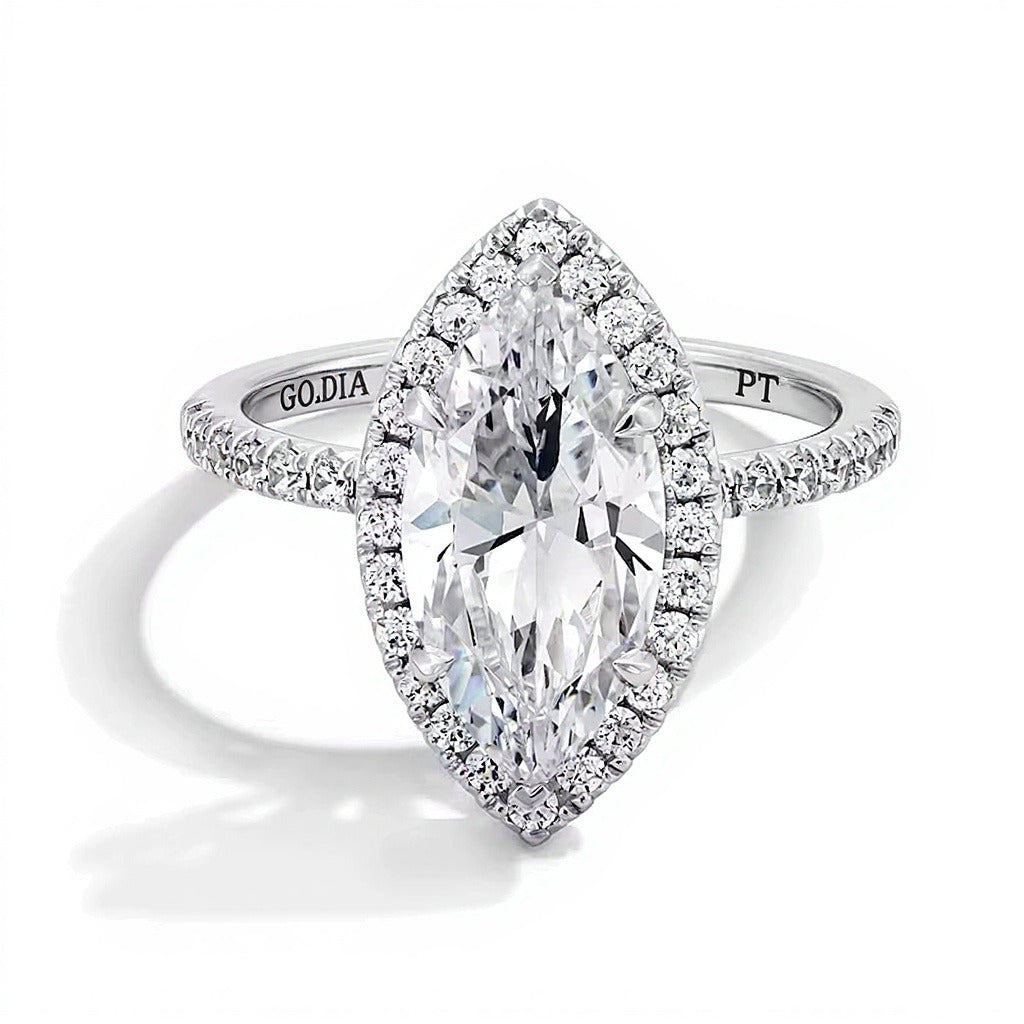 3.5 CT. TW Marquise-Cut Lab-Grown Diamond Frame Engagement Ring in Platinum (F/VS2)
