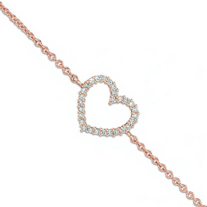 Diamond Accent Heart Bracelet in 10K Rose Gold
