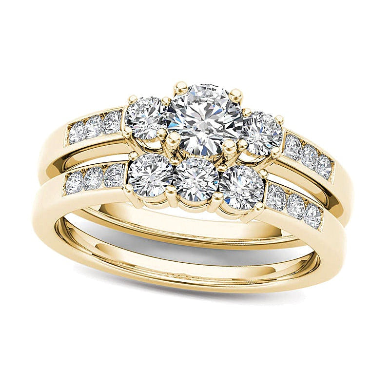 1.0 CT. TW Diamond Three Stone Bridal Set in 14K Gold