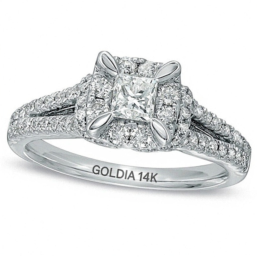 1.0 CT. TW Princess-Cut Diamond Vintage-Style Engagement Ring in 14K White Gold