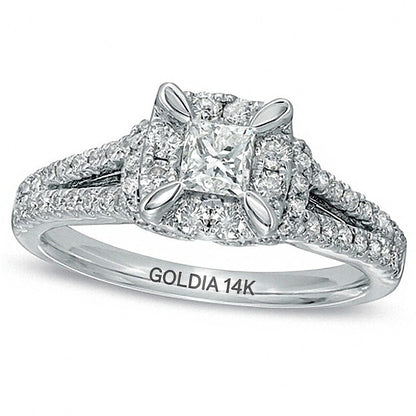 1.0 CT. TW Princess-Cut Diamond Vintage-Style Engagement Ring in 14K White Gold