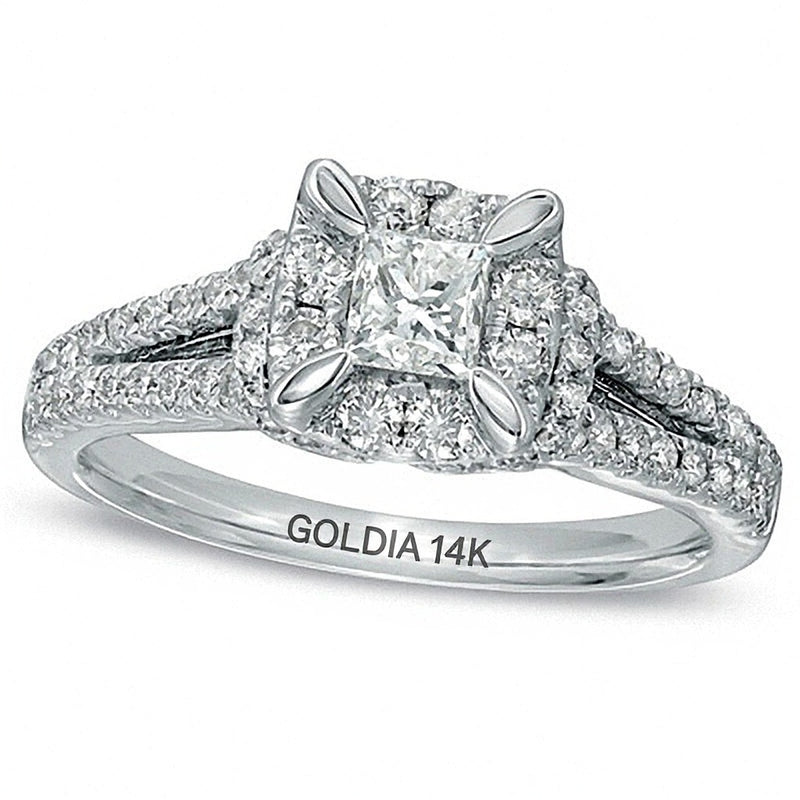 1.0 CT. TW Princess-Cut Diamond Vintage-Style Engagement Ring in 14K White Gold
