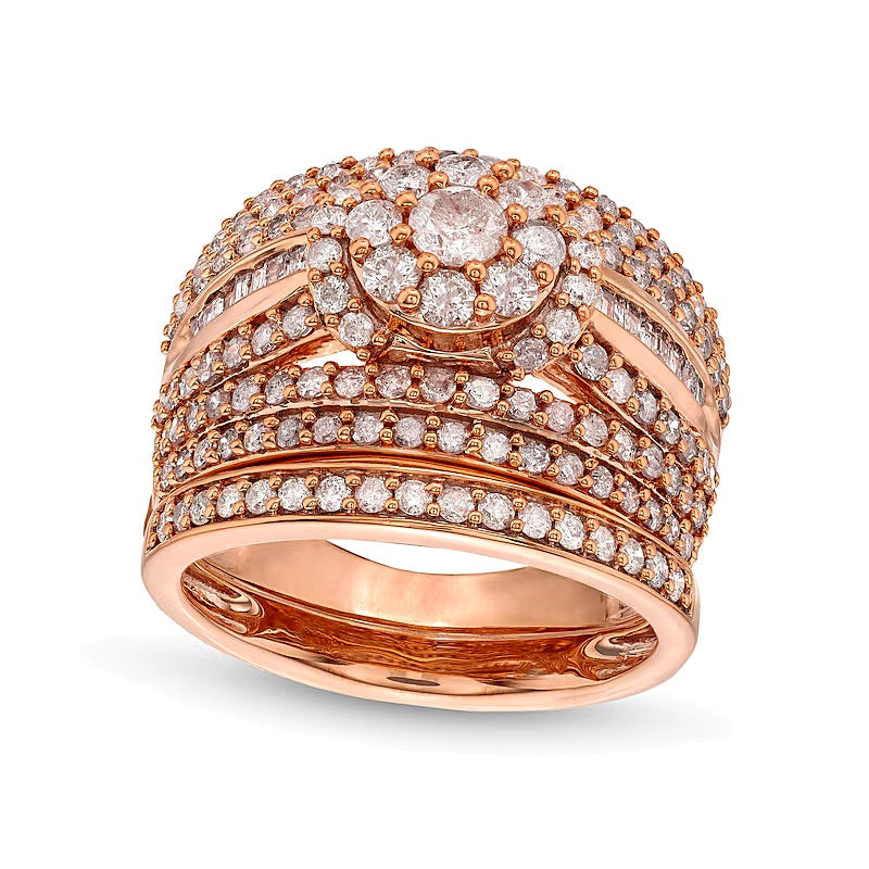 1.75 CT. TW Multi-Diamond Multi-Row Bridal Set in 10K Rose Gold