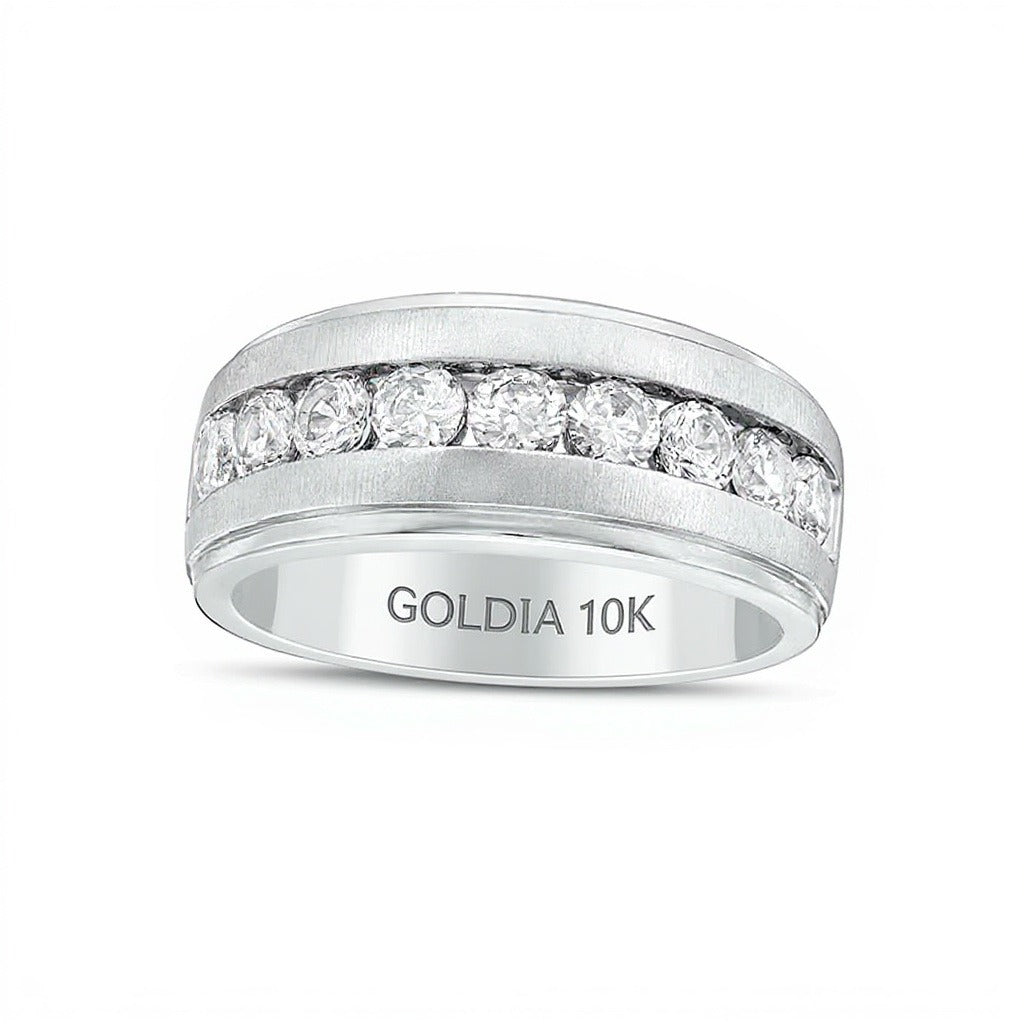 1.5 CT. TW Diamond Nine Stone Wedding Band in 10K White Gold