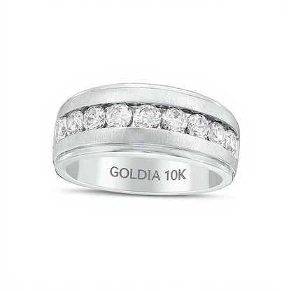 1.5 CT. TW Diamond Nine Stone Wedding Band in 10K White Gold