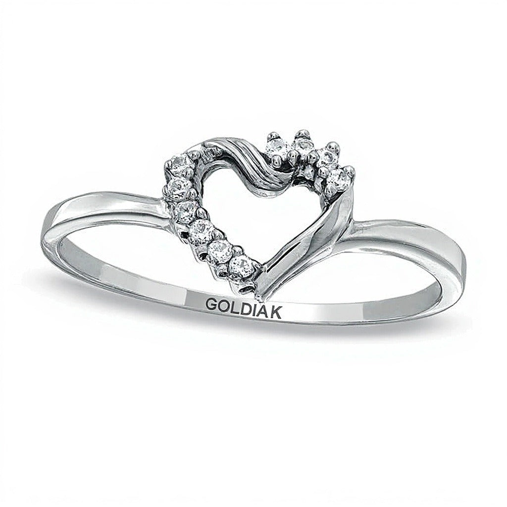 0.05 CT. TW Diamond Twist Heart Ring in 10K White Gold